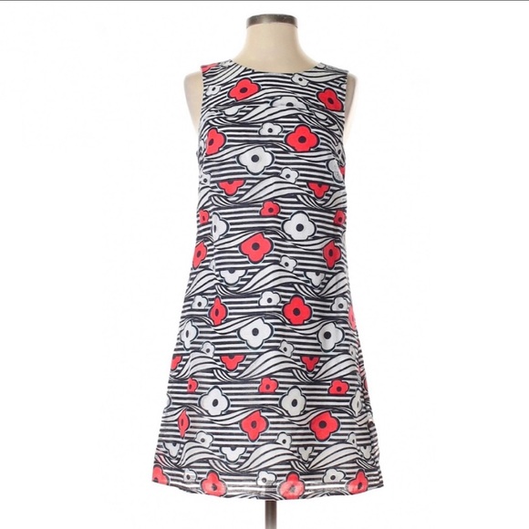 Kaari Blue Dresses & Skirts - Kaari Blue White & Blue Striped Flower Print Dress